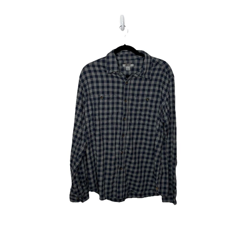 Gander Mountain Guide Series Shirt Gray Plaid Flannel Long Sleeve Sz Large flaw
